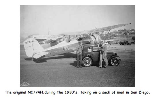 Stearman NC774H Loading Mail, Ca. 1930s, San Diego, CA (Source: Link)