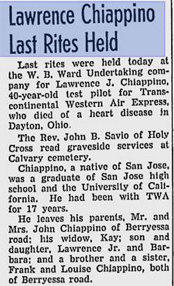 San Jose Evening News, September 25, 1944 (Source: Web)