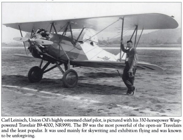 Charles Lienesch With Travel Air NC9991, Grand Central Air Terminal, Ca. Early 1930s (Source: Underwood)