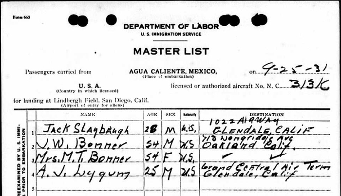 A.J. Lygum, U.S. Immigration Form, September 25, 1931 (Source: ancestry.com) 